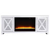 Elegant Decor Modern 2 Door 59" Clear Silver Mirrored Crystal Fireplace TV Stand