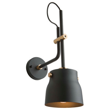 Euro Industrial AC11367VB Wall Light, Matte Black and Harvest Brass