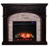 Enderly Electric Fireplace With Faux Stone, Brown