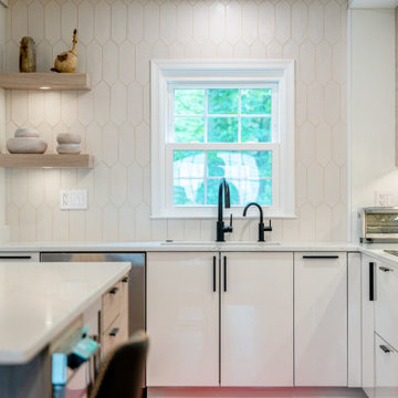 Glossy White & Natural Wood Kitchen Transformation