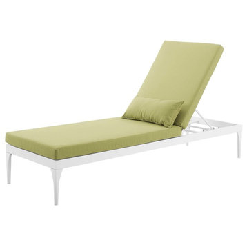 Modern Outdoor Lounge Chair Chaise, Fabric Aluminium, Green White