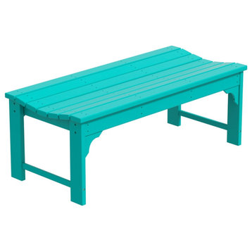 Ellendale Poly Plastic Backless Adirondack Bench in Turquoise