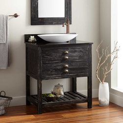 30" BENOIST RECLAIMED WOOD CONSOLE VESSEL SINK VANITY - ANTIQUE PINE - Bathroom Vanities And Sink Consoles