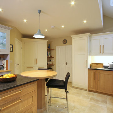 Oak & Painted Wimborne Kitchen in Cream and Blue with Natural Oak