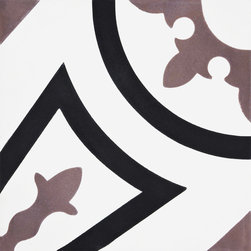 Moroccan Mosaic and Tile House - Ozod Handmade Cement Tile, Black/Purple, Sample - Wall And Floor Tile