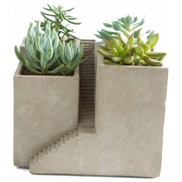 Cement Architectural Pot with Three Planters