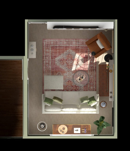 Sofa longer than rug?