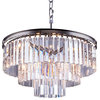 Glass Fringe 9-Light Chandelier, Polished Nickel, Clear, With LED Bulbs