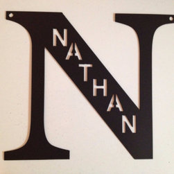 Custom metal letter painted with cut out name 24" - Metal Wall Art