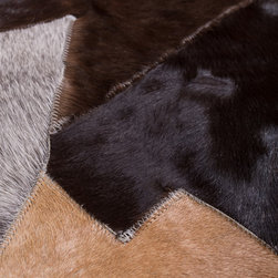 Modern Cowhide Patchwork Area Rug, Handmade, Hair-on-Hide, 5'10"x3'7" - Area Rugs