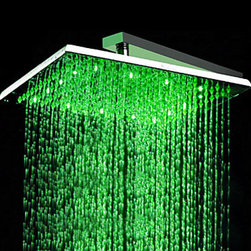 Contemporary 16 inch Stainless Steel Color Changing LED Light Shower Head - HS16 - Showerheads And Body Sprays