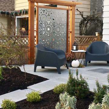 Closer view - paver patio and privacy screen