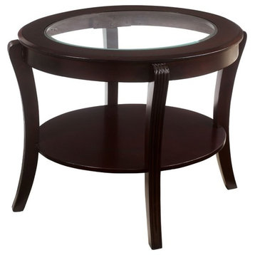 Furniture of America Stemplez Glass Top 1-Shelf End Table in Espresso