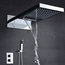 Modern Square Chrome-Plated Shower Head With Mixer Taps and Hand Shower