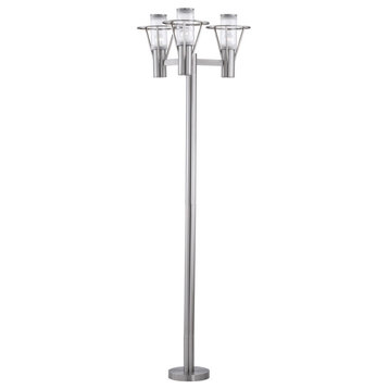 3x50W, 3x100W Outdoor Lamp, Stainless Steel Finish & Clear Glass
