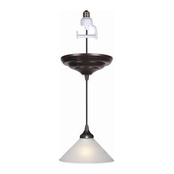 Antique Bronze Finish with Frosted Ribbed Glass Instant Pendant Light Conversion - Pendant Lighting