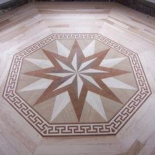 Floor marquetry in foyer of 1892 Queen Anne Victorian.