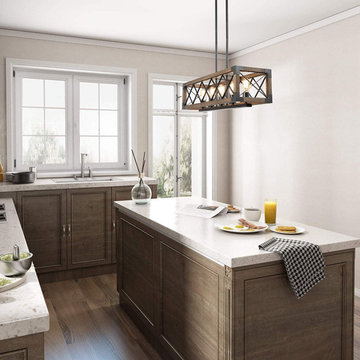 Dining room idea table chandelier hanging wooden frame lamp