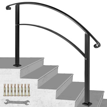 VEVOR Handrails for Outdoor Steps 1 to 3 Steps Stair Railing, Black, 5 Ft