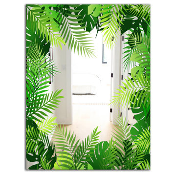 Designart Tropical Mood Foliage 26 Farmhouse Large Wall Mirror, 24x32