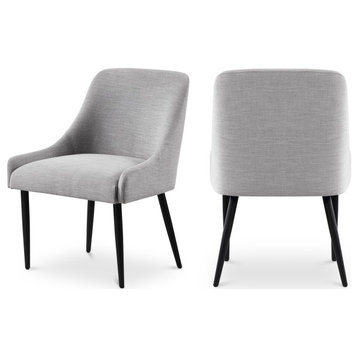Camden Linen Textured Fabric Upholstered Dining Chair (Set of 2), Gray