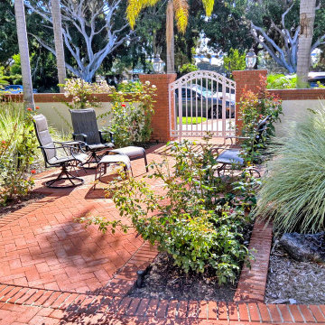 Entry Walkway — Seating Among Variegated Lomandra