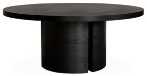 The Grotto Dining Table, 71", Transitional, Round, Ebony Oak