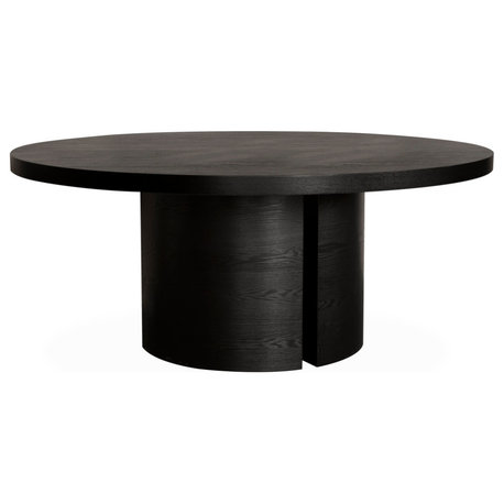 The Grotto Dining Table, 71", Transitional, Round, Ebony Oak