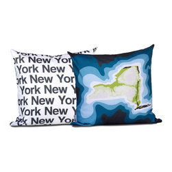 New York map pillow, blue - Decorative Pillows
