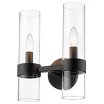 Z-Lite - Z-Lite 4008-2S-MB Datus 2 Light Wall Sconce in Matte Black - This two-light wall sconce creates a simple yet stylish look in any modern space. Contemporary vibes infuse an easy-living attitude in the Datus matte black two-light sconce, yielding a sleek design featuring slender clear glass cylinder shades mounted to a matte black finish solid steel frame. Dress up and illuminate a hallway, bath space, or main living area with this sconce with a minimalist yet impressionable flavor.