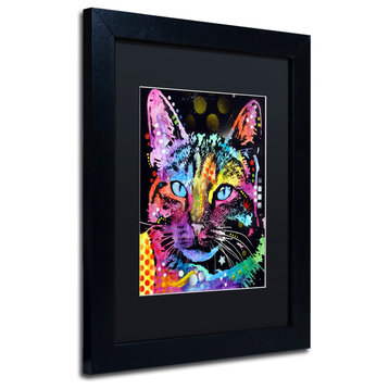 Dean Russo 'Thoughtful Cat' Framed Art, Black Frame, 11"x14", Black Matte