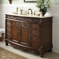 Adelina 48 inch Antique Bathroom Vanity Cream Marble Top - Bathroom Vanities And Sink Consoles