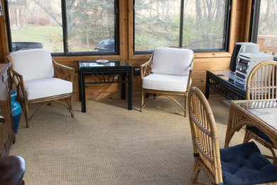 Inspiration for a mid-sized rustic carpeted and gray floor sunroom remodel in Minneapolis with a standard ceiling