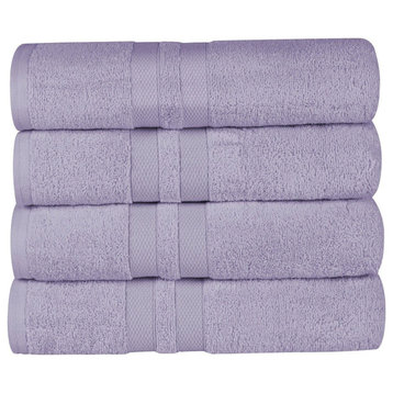 4 Piece 100% Cotton Solid Bath Towel Set, Wisteria