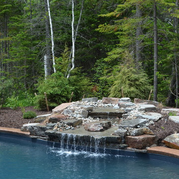 Freeform pool with waterfall