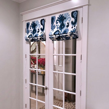 Blue Damask Roman Shades