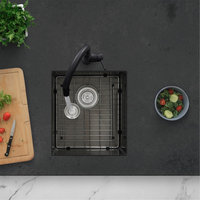 STYLISH 16in Graphite Black Single Bowl Undermount Stainless Steel Kitchen Sink