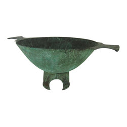 Large Marie Zimmermann Copper Centerpiece Bowl with Encrusted Verdigris Patina, - Decorative Bowls