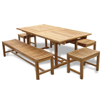 118" Ext Table/6 Benches Seats14, Grade A Teak