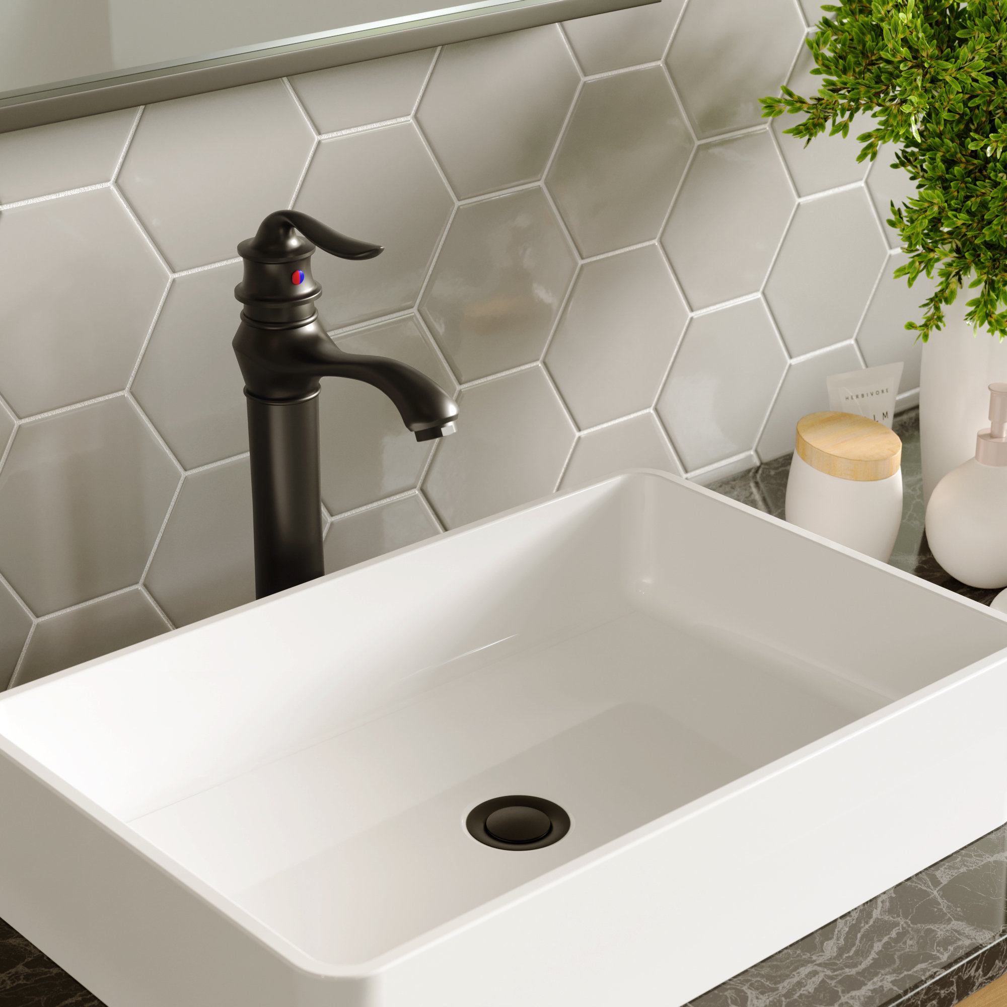 Karran KBF432 1-Hole 1-Handle Vessel Faucet With Pop-up Drain, Matte Black