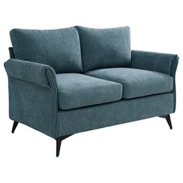 Comfortable Loveseat, Breathable Chenille Upholstered Seat & Flared Arms, Blue