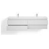 Beacon Bath Vanity, High Gloss White, 84", Double Sink, Wall Mount