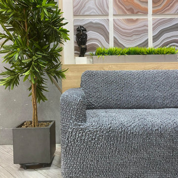 Grey Loveseat 2-Seater Slipcover | Velvet Collection | Interior design