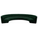Meridian Furniture - Infinity Black Boucle Fabric Upholstered Arc Shaped Modular Sectional, Green, 8-Piece, Arc-Shaped - Mix and match this Infinity boucle fabric modular chair with other items in the Infinity collection to find the best possible seating solution for your gang. Rich green boucle fabric feels welcoming and soft to the skin, so you stay seated comfortably for the big game or while watching your favorite programs. Deep channel tufting adds to the longevity and durability of this modular chair while giving it texture.