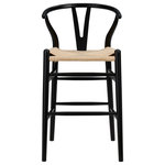 Euro Style - Evelina-C Counter Stool With Natural Seat, Black - Crafted with a rush seat and solid wood frame, the Evelina Counter Stool uses century old finishing techniques to bring graceful elegance to your home. Match this with the Evelina Bar Stool and Evelina Side Chair for the perfect combination.