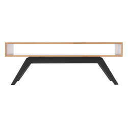 Eastvold Furniture - Elko Coffee Table, White Oak, Black Base - Coffee Tables