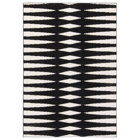 Nikki Chu by Jaipur Living Apyre Geometric Black and White Runner Rug, 2'7"x10'