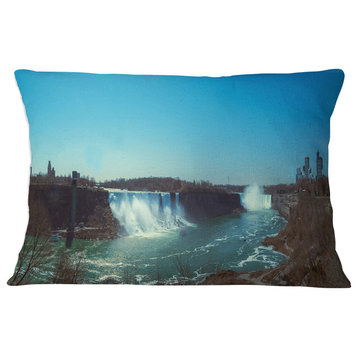 Niagara Falls Viewed from Canada Seascape Throw Pillow, 12"x20"
