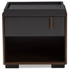 Rikke Two-Tone Gray and Walnut Wood 1-Drawer Nightstand