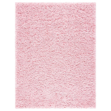 Contemporary Area Rug, Soft Shaggy Polyester With Rectangular Shape, Light Pink